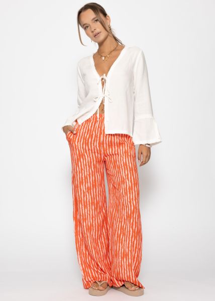Gestreifte Viskose Hose - orange