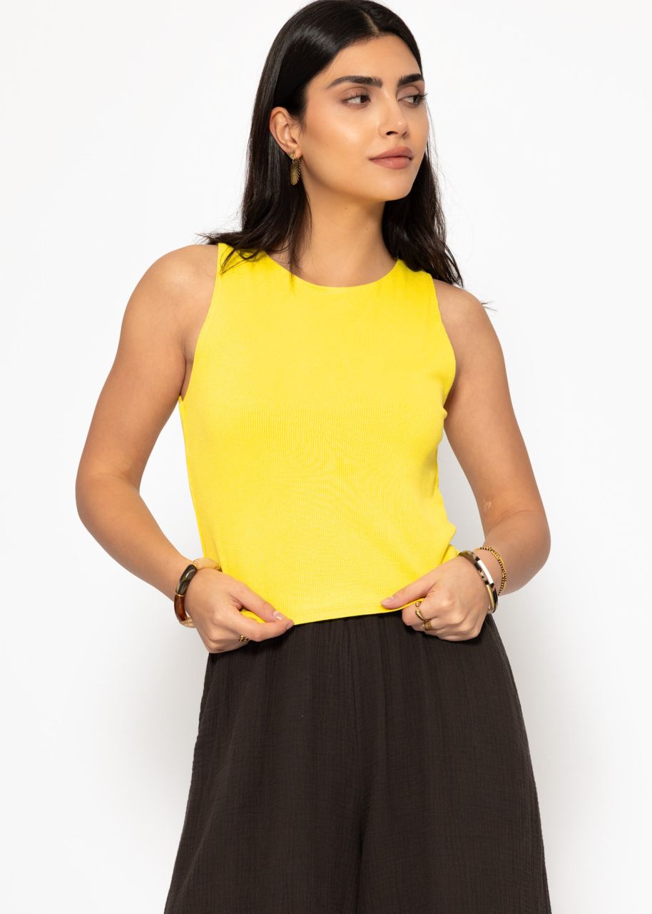 Doppellagiges, geripptes Tank Top - gelb