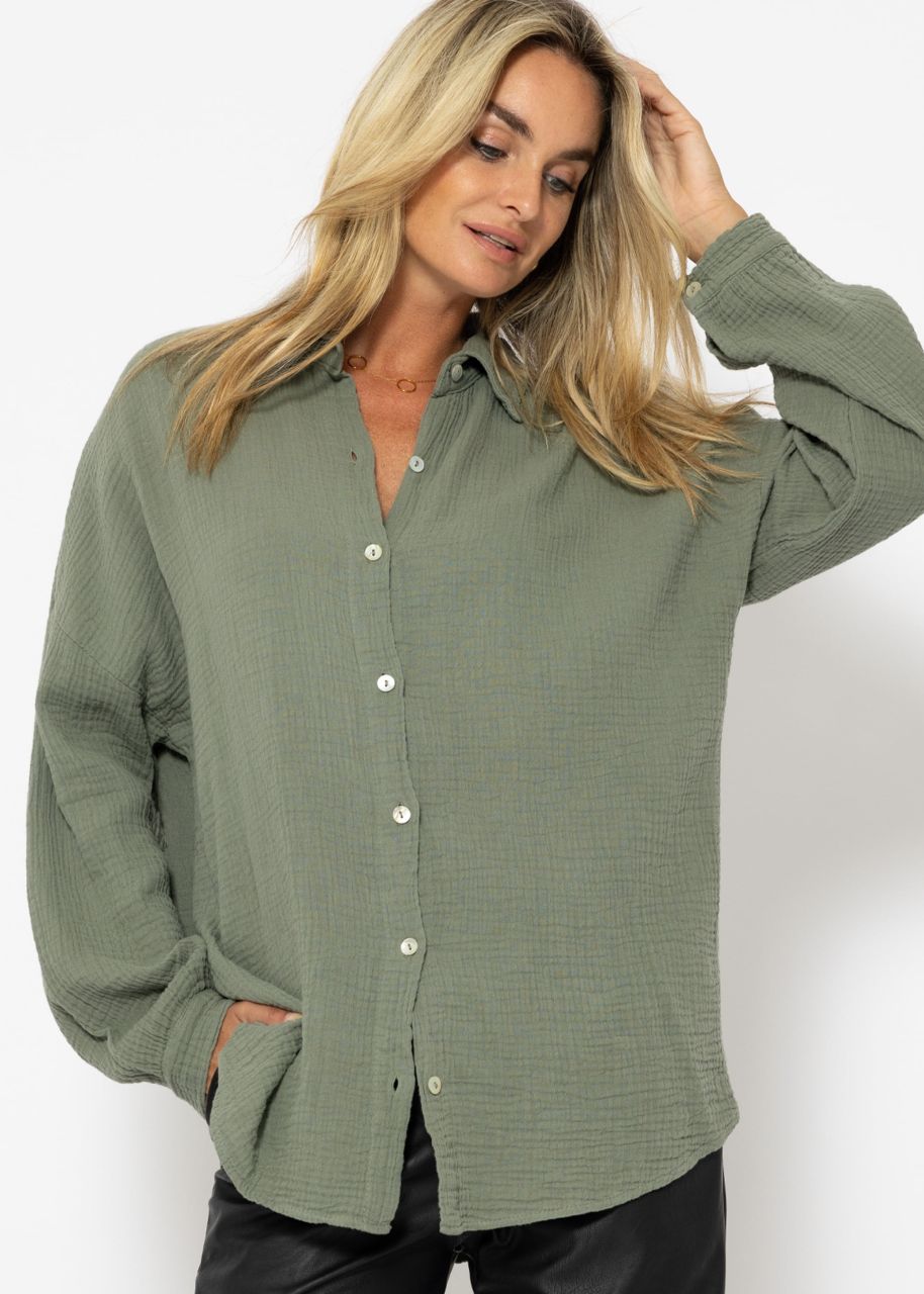 Musselin Bluse im Regular Fit - khaki