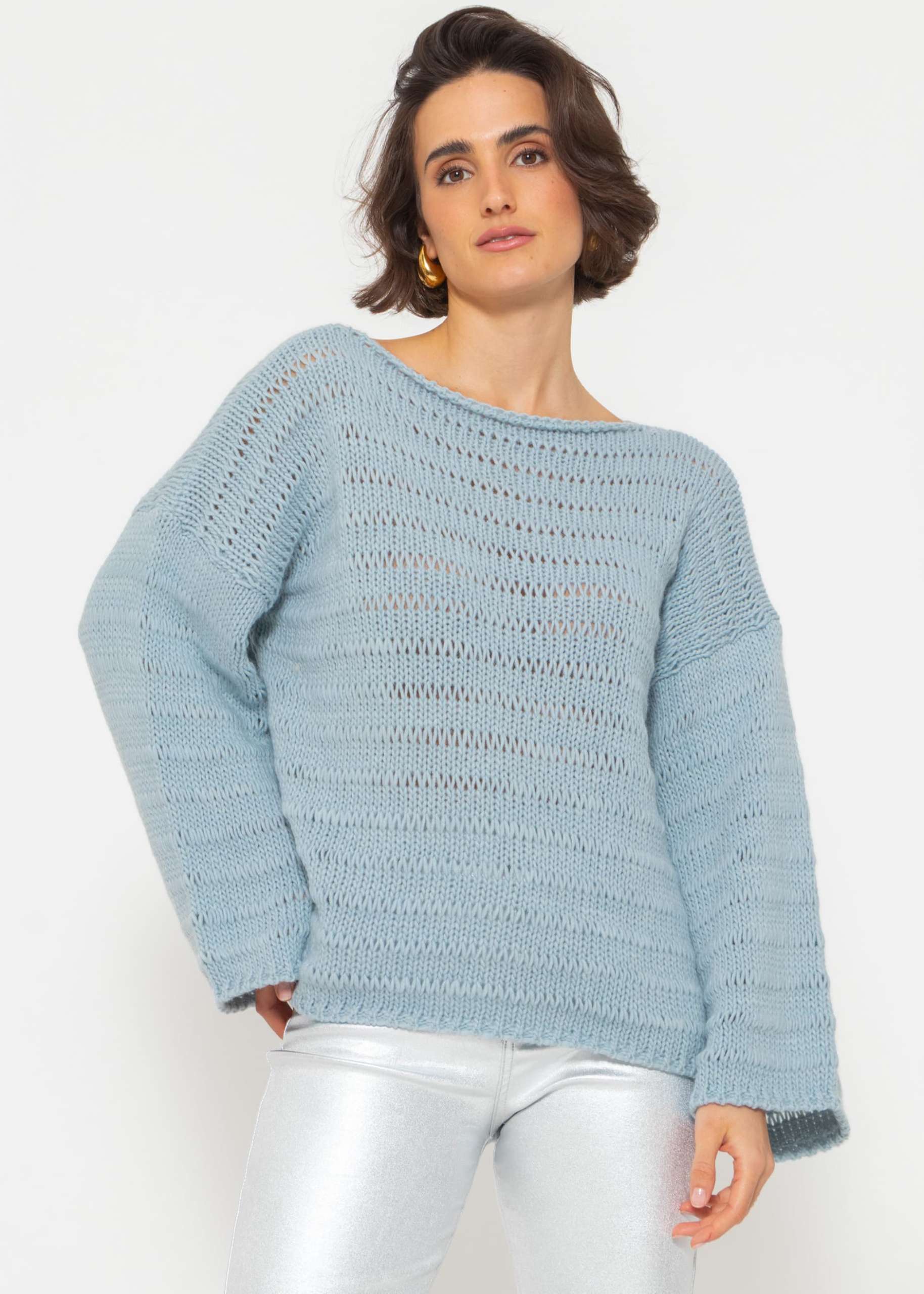 Pullover mit weiten Ärmeln - hellblau