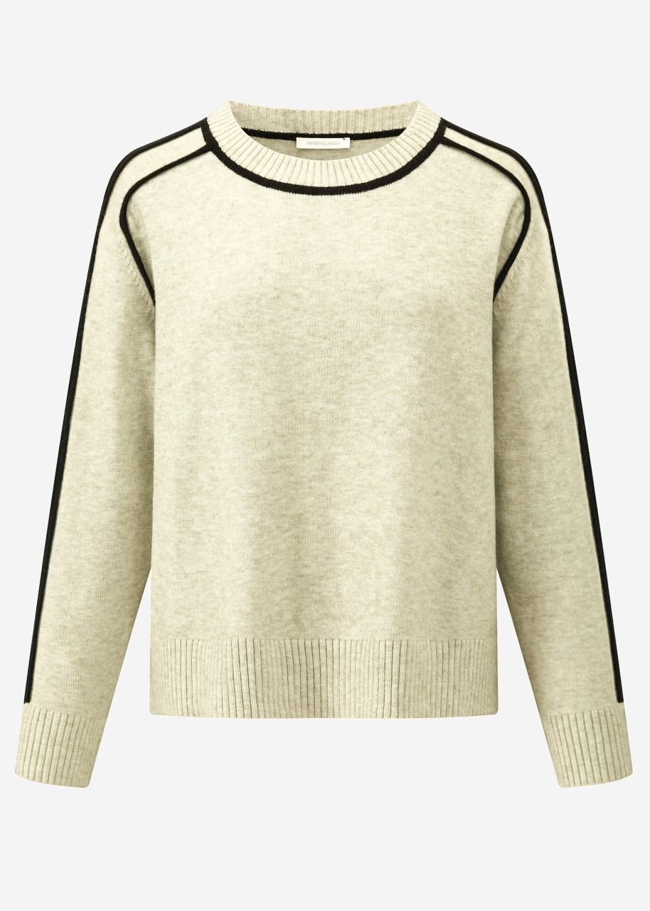 Pullover mit Zierblenden - beige-schwarz