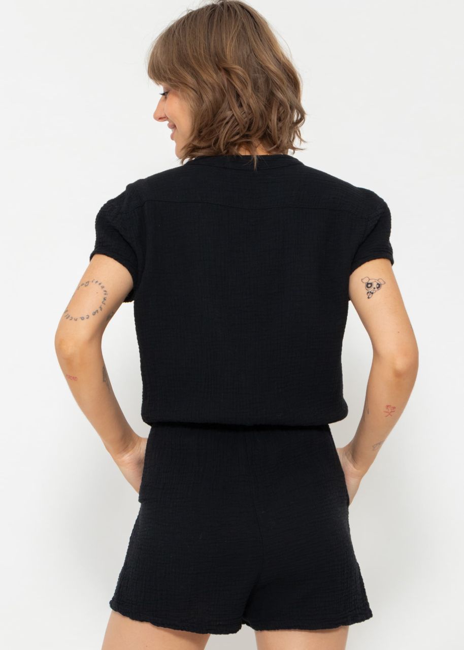 Musselin Jumpsuit - schwarz