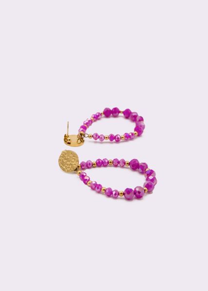 Ohrstecker gold mit Perlen, pink
