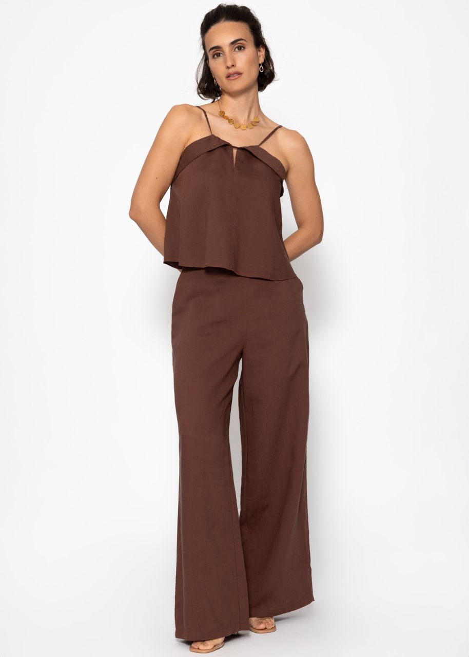 Leinen Hose mit geradem Bein- braun