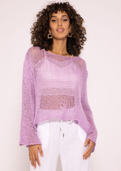 Locker gestrickter Pullover, flieder