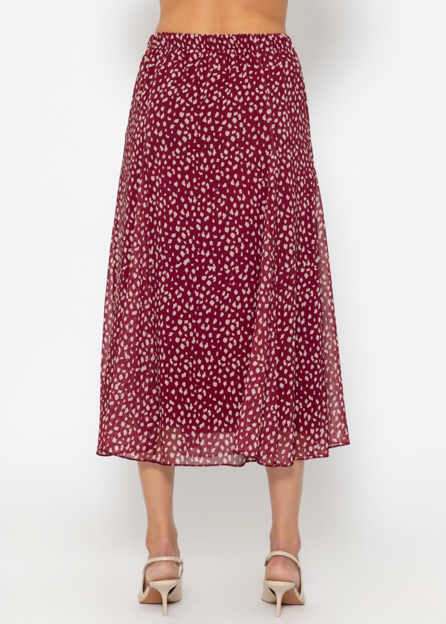 Langer Chiffon Rock mit Print - burgundy