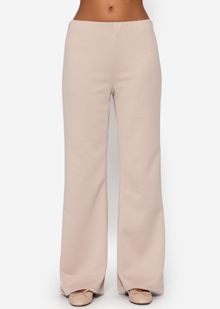 Highwaist Hose mit geradem Bein und Ziernaht - beige
