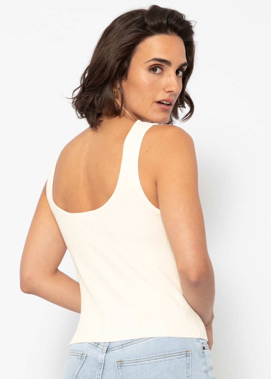 Strick Top mit herzförmigem Ausschnitt - offwhite