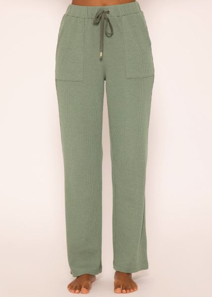 Casual Pants in Waffelpiqué - grün