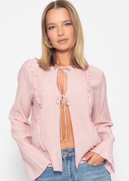 Bluse mit Bindebändern - rosa