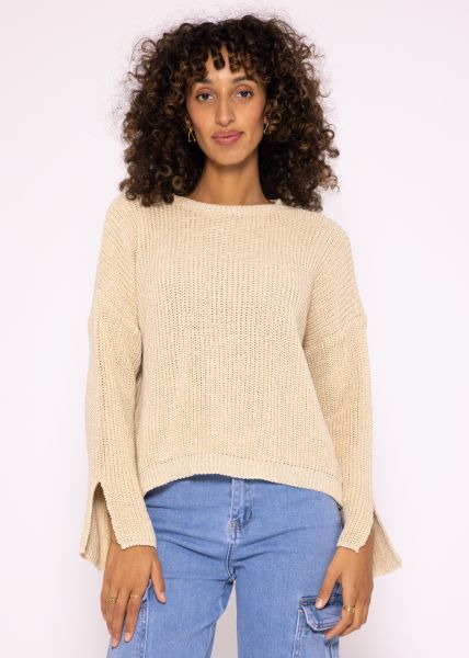Lässiger Pullover mit weiten Ärmel, beige