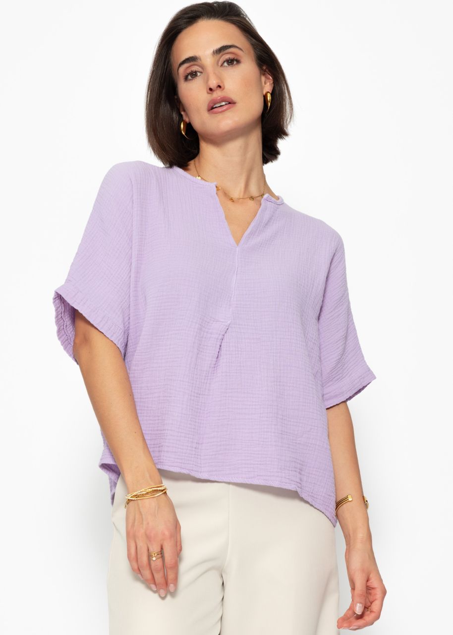 Oversize Musselin Shirt - flieder