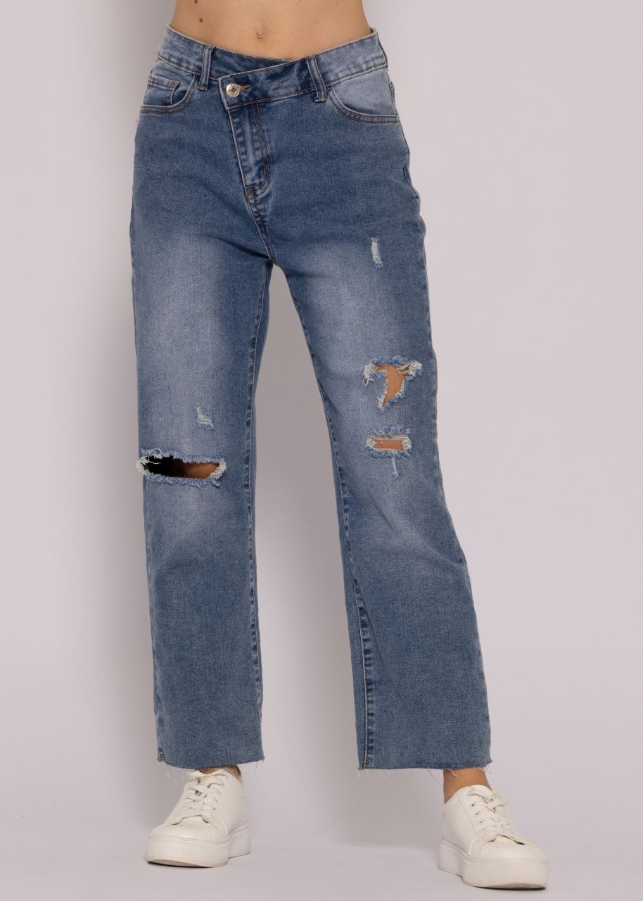 Mid-Rise Straight Jeans, blau