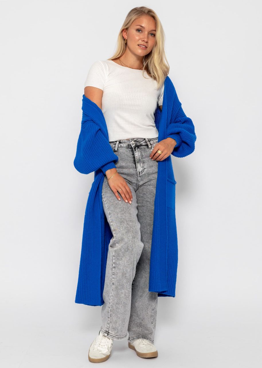 Langer super soft Cardigan mit Taschen - royalblau