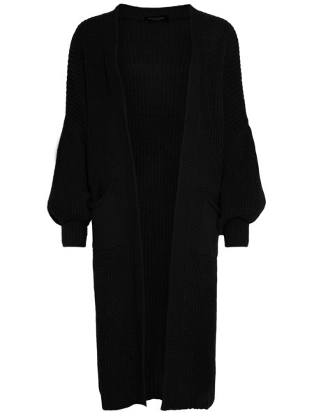 Maxi Cardigan mit Taschen - schwarz