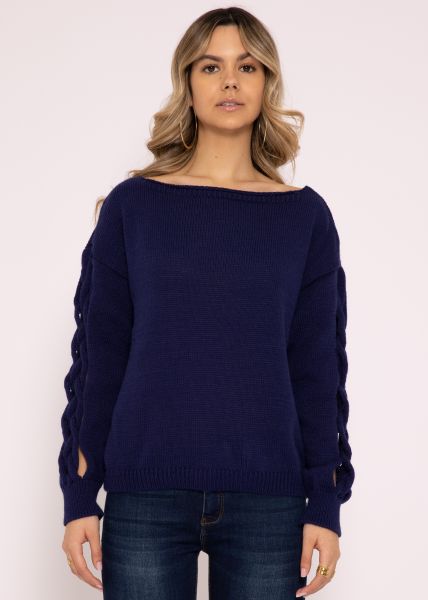 Pullover mit Netz-Muster, blau