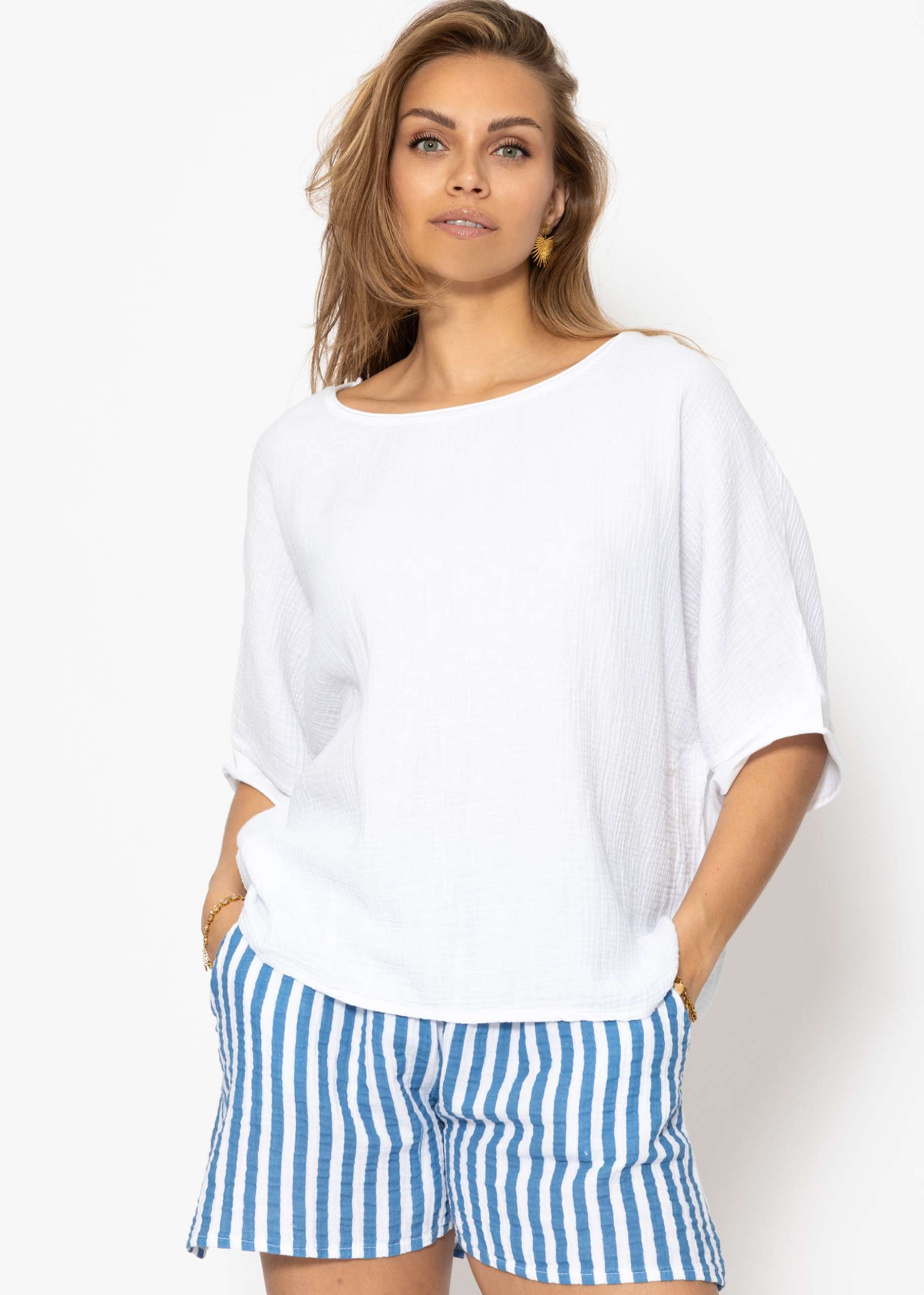 Lässiges Musselin Shirt - weiß