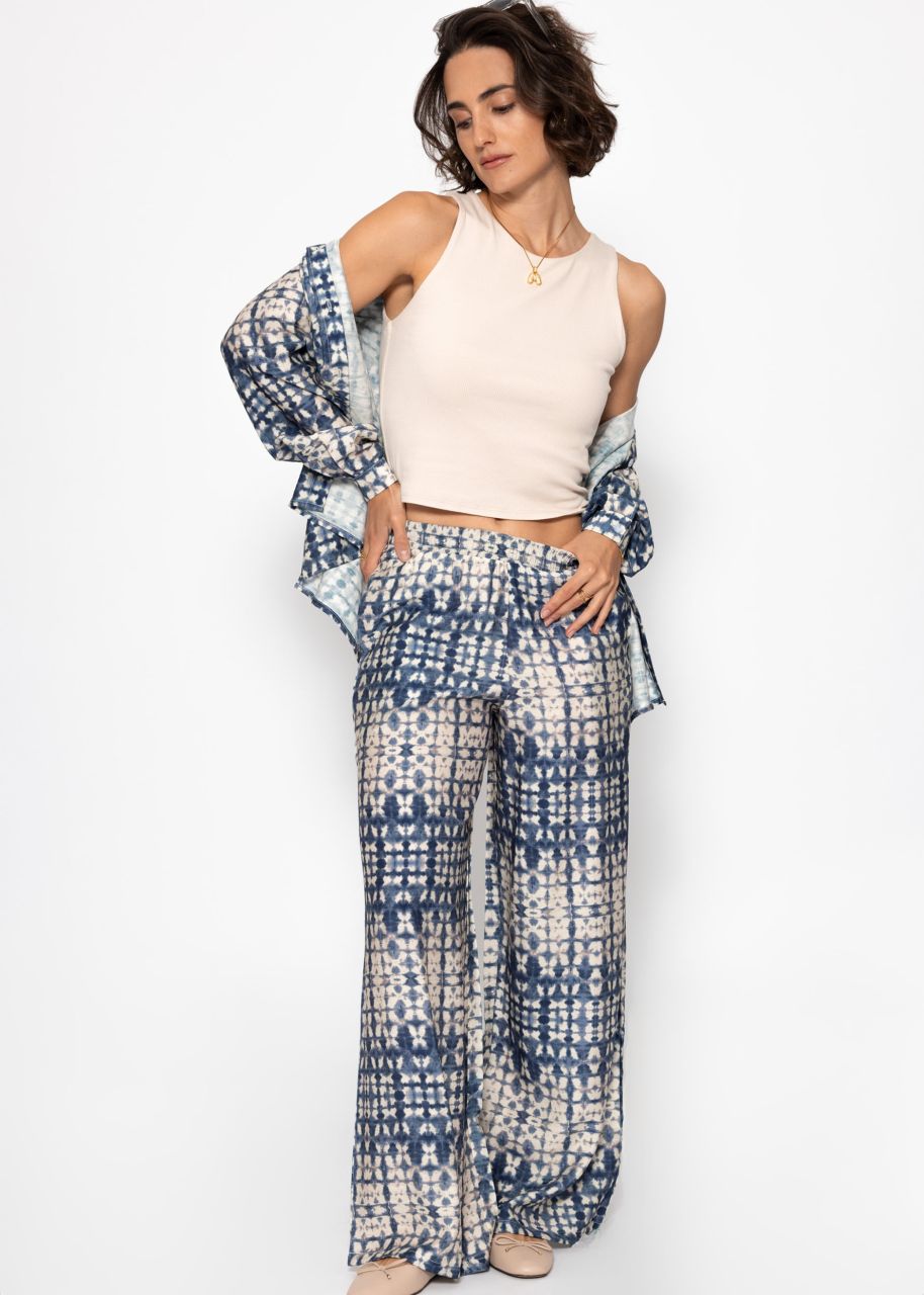 Schlupfhose mit Print - blau