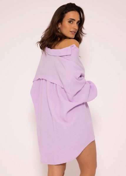 Musselin Bluse oversize, flieder