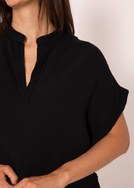 Musselin Shirt, schwarz