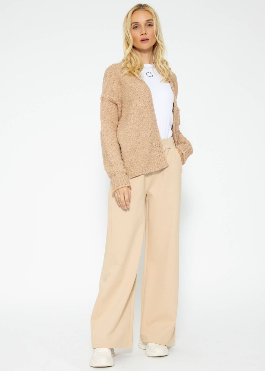 Lose fallender Bouclé Cardigan - camel