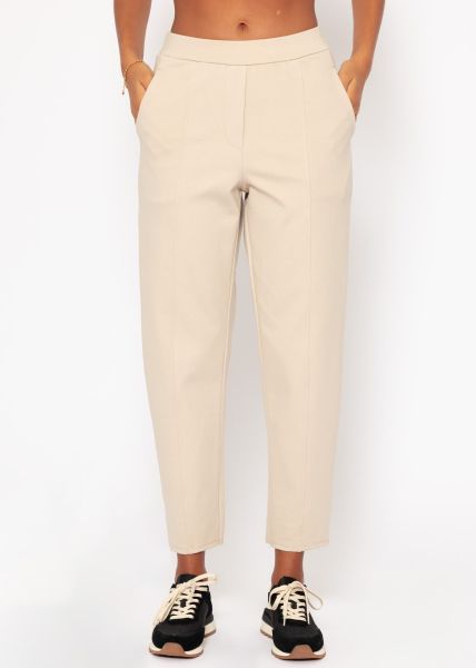 Jersey Chinos mit Ziernaht - beige