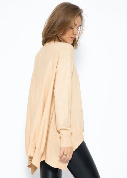 Oversize Pullover, hinten lang - beige