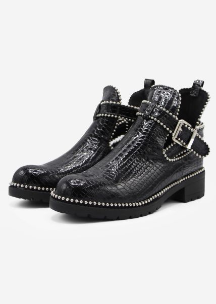 Cut-Out Booties, schwarz