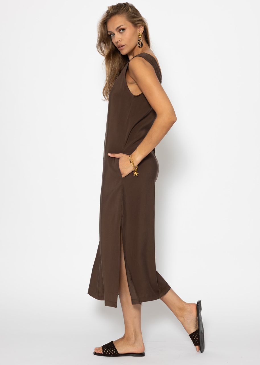 Maxi Kleid mit V-Ausschnitt - braun