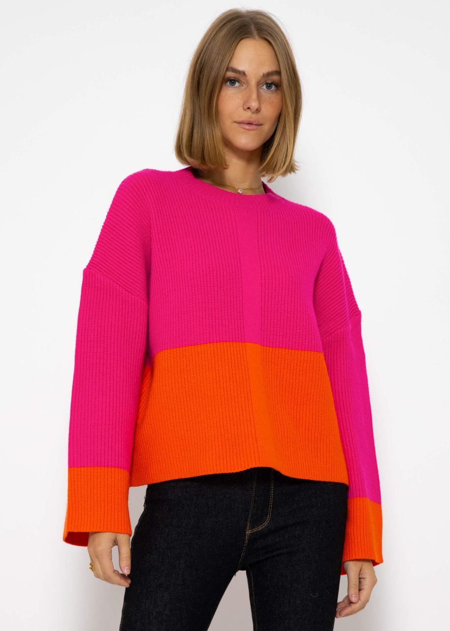 Pullover mit orangefarbenem Saum - pink