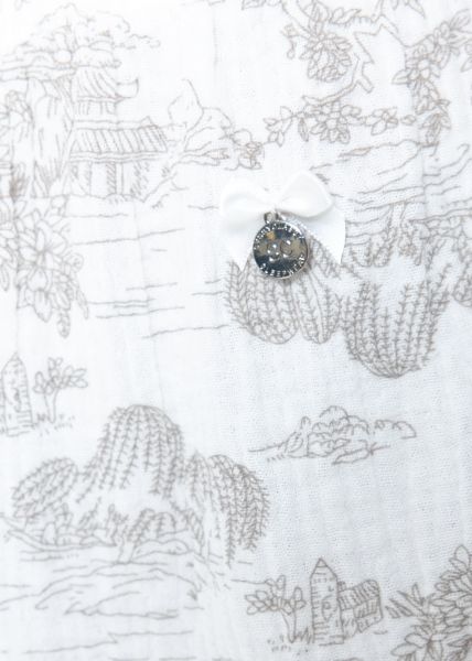 Musselin Pyjamahose mit Print - weiß-taupe