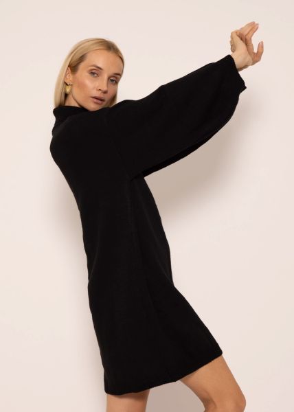 Mini Pulloverkleid mit Rollkragen, schwarz