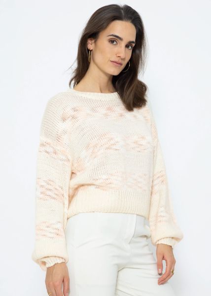 Pullover mit mulitcolor Streifen - offwhite-beige