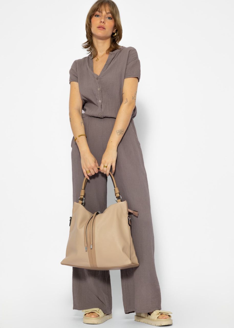 Casual Musselin Jumpsuit - taupe