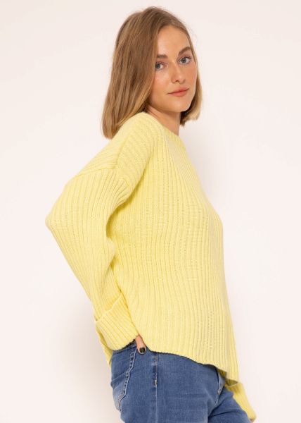 Gerippter Pullover - gelb