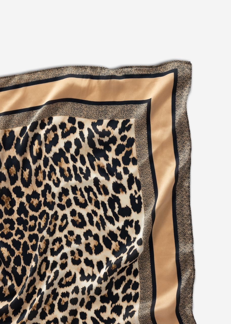 Halstuch mit Leo-Print - beige