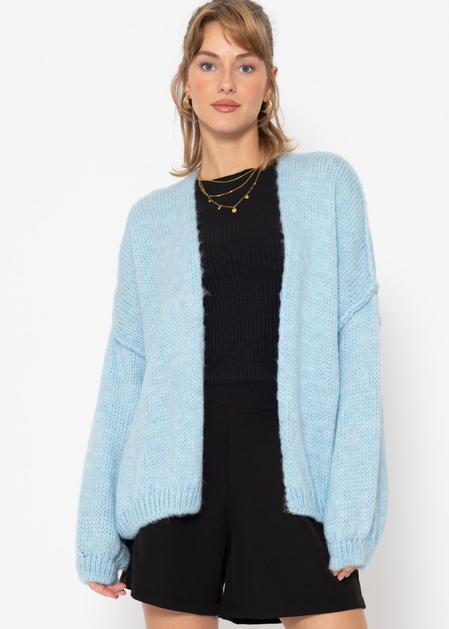 Lässiger Cardigan mit Außennähten - eisblau