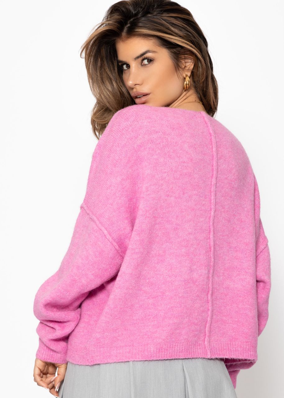 Oversize Pullover mit Rückennaht - pink