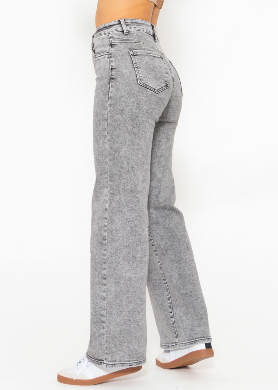 Jeans mit weitem Bein - grau