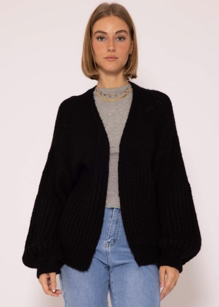 Cardigan mit Struktur - schwarz