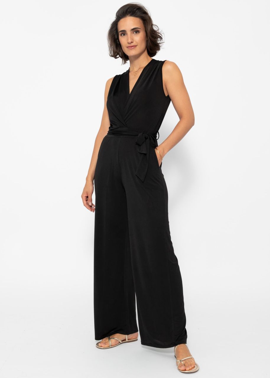 Fließender Jersey Jumpsuit - schwarz