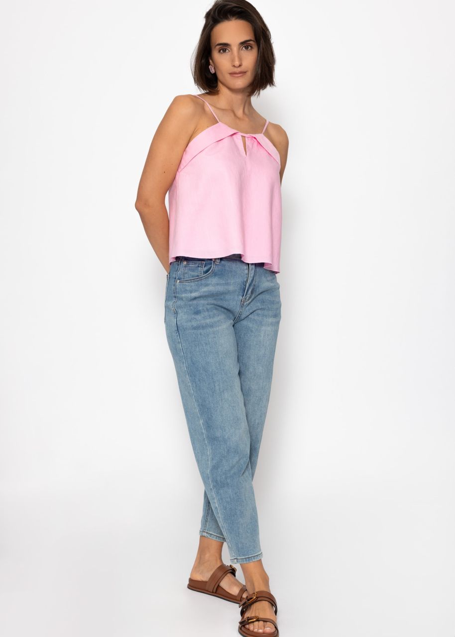 Leinen Top mit Spaghetti-Trägern - rosa