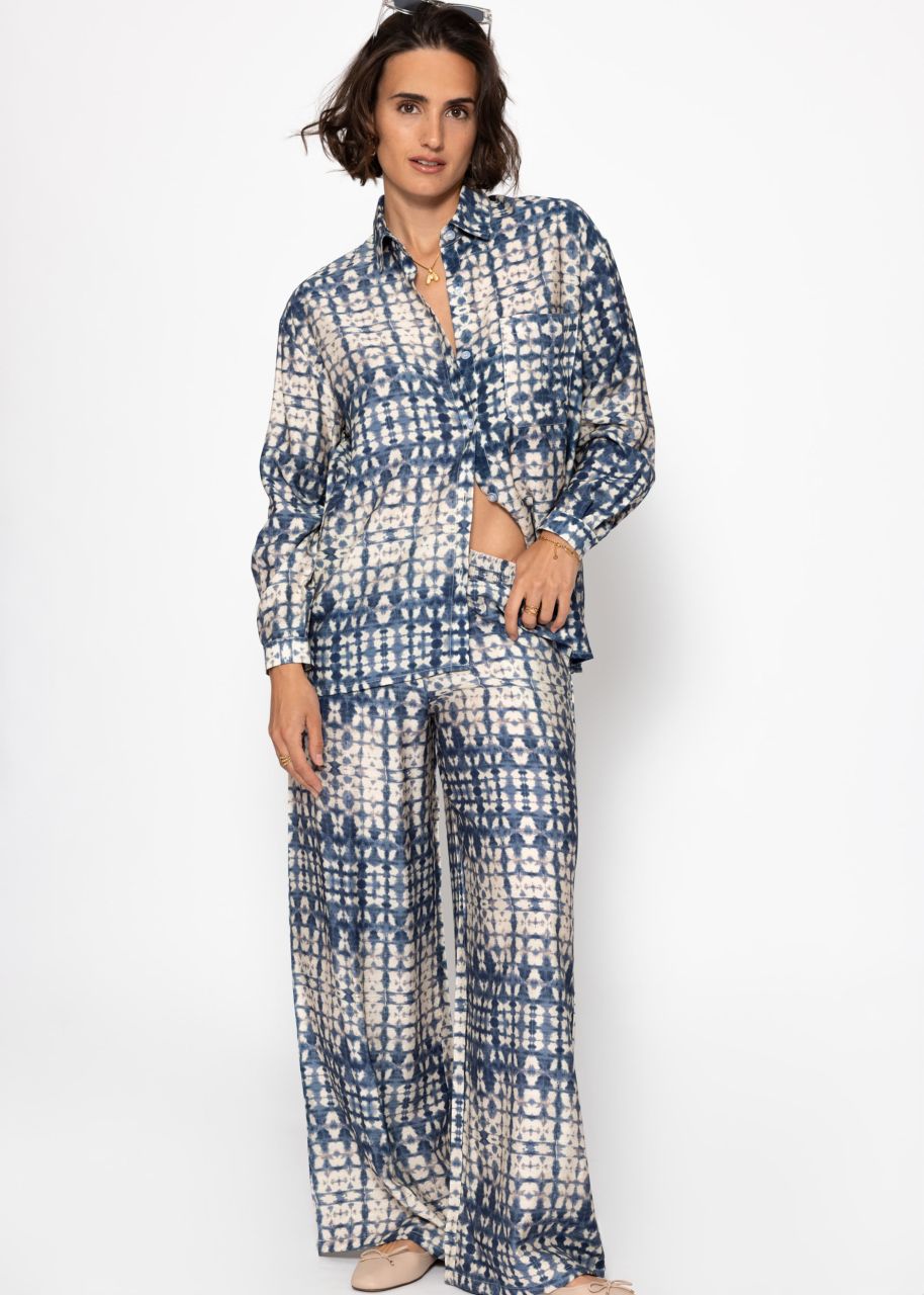 Schlupfhose mit Print - blau