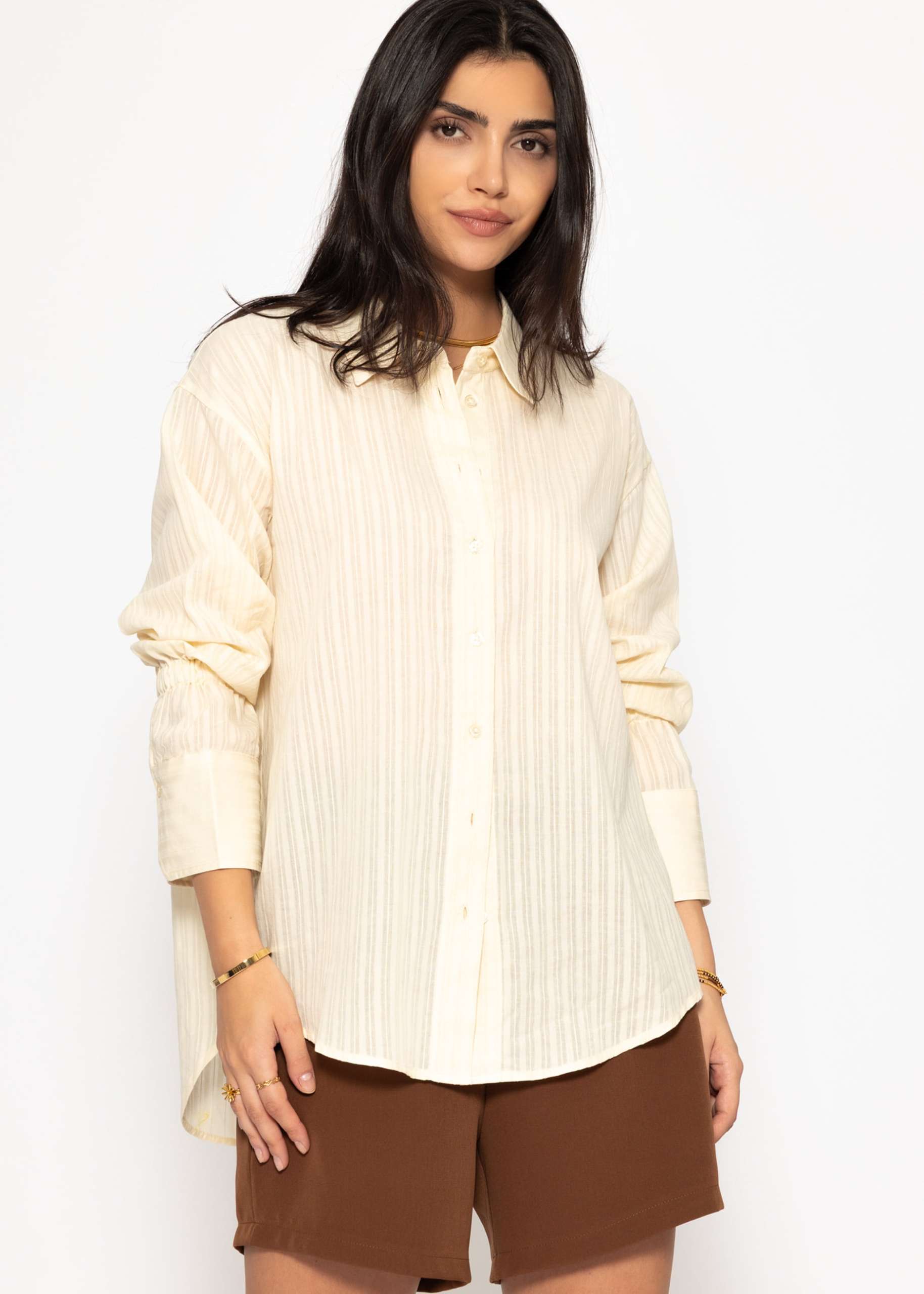 Bluse mit Ärmeldetails - buttergelb