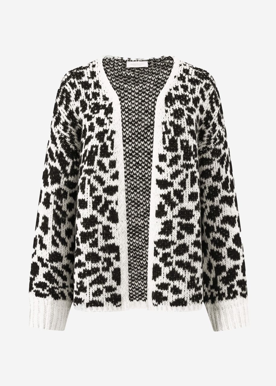 Cardigan mit Leo-Print - schwarz-offwhite