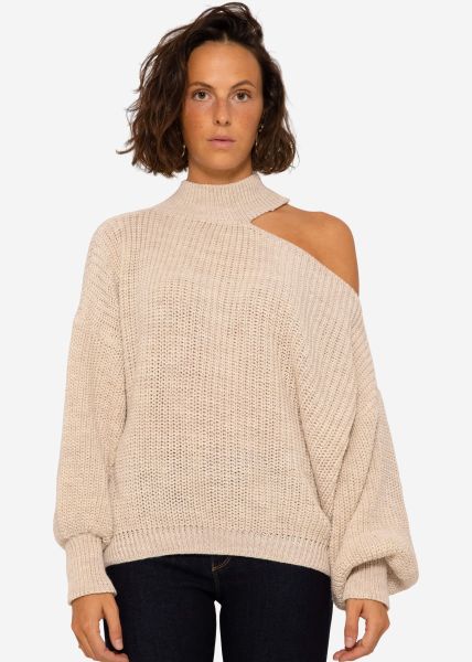 Oversize Cut-Out Pullover - beige
