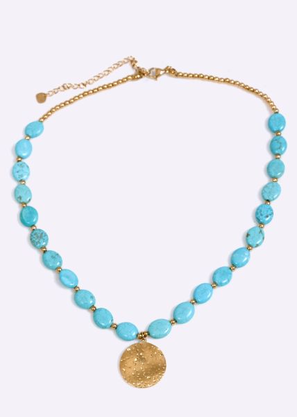 Halskette mit Turquoise Perlen, gold