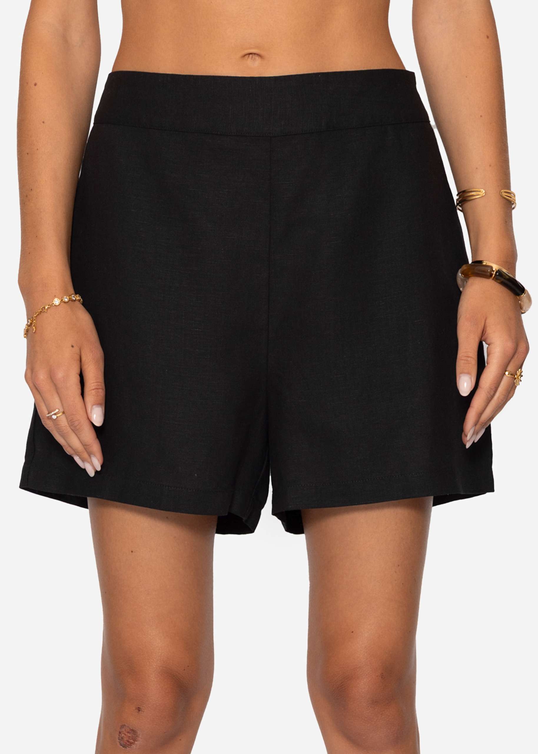 Leinen Shorts - schwarz