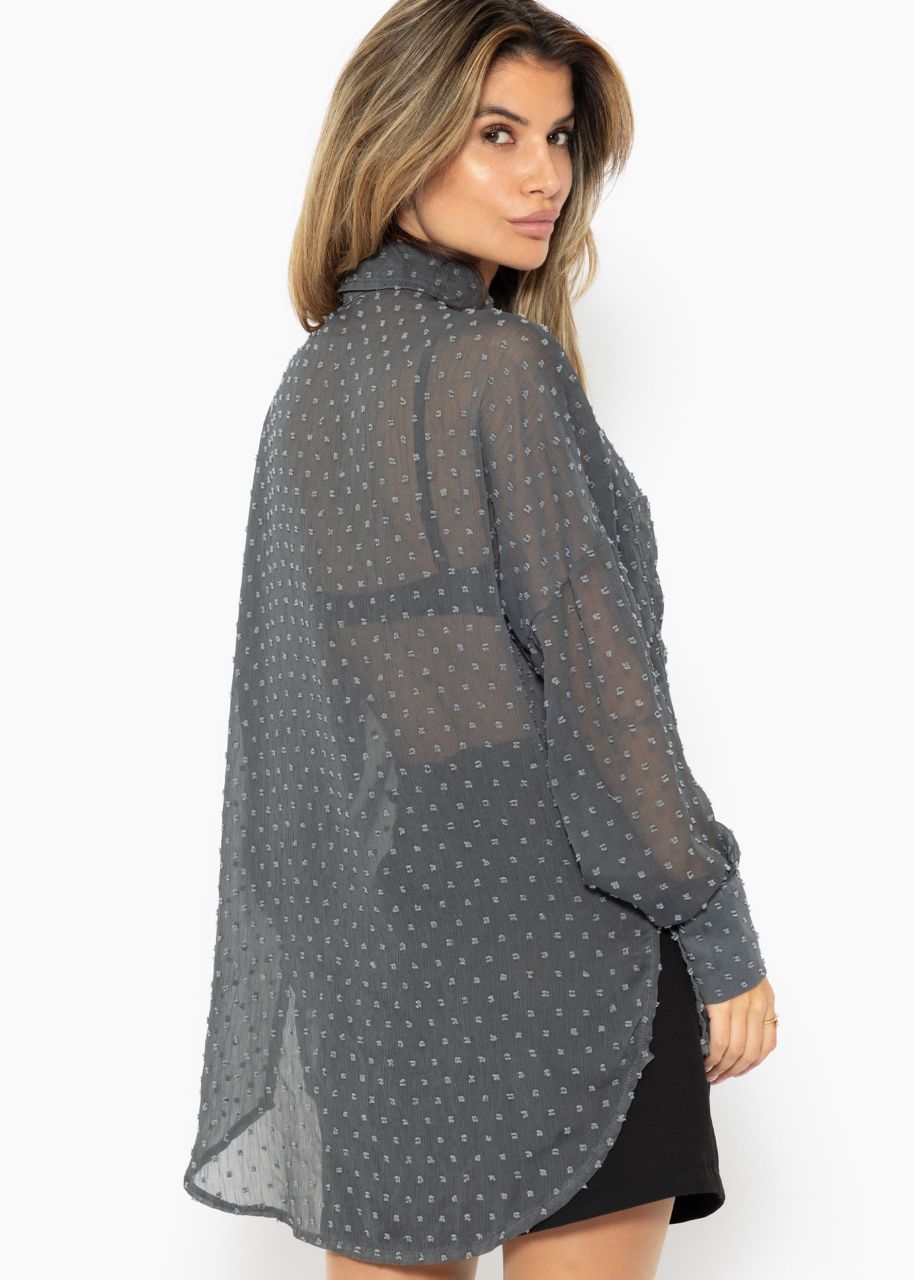 Oversize Plumetis Bluse - grau