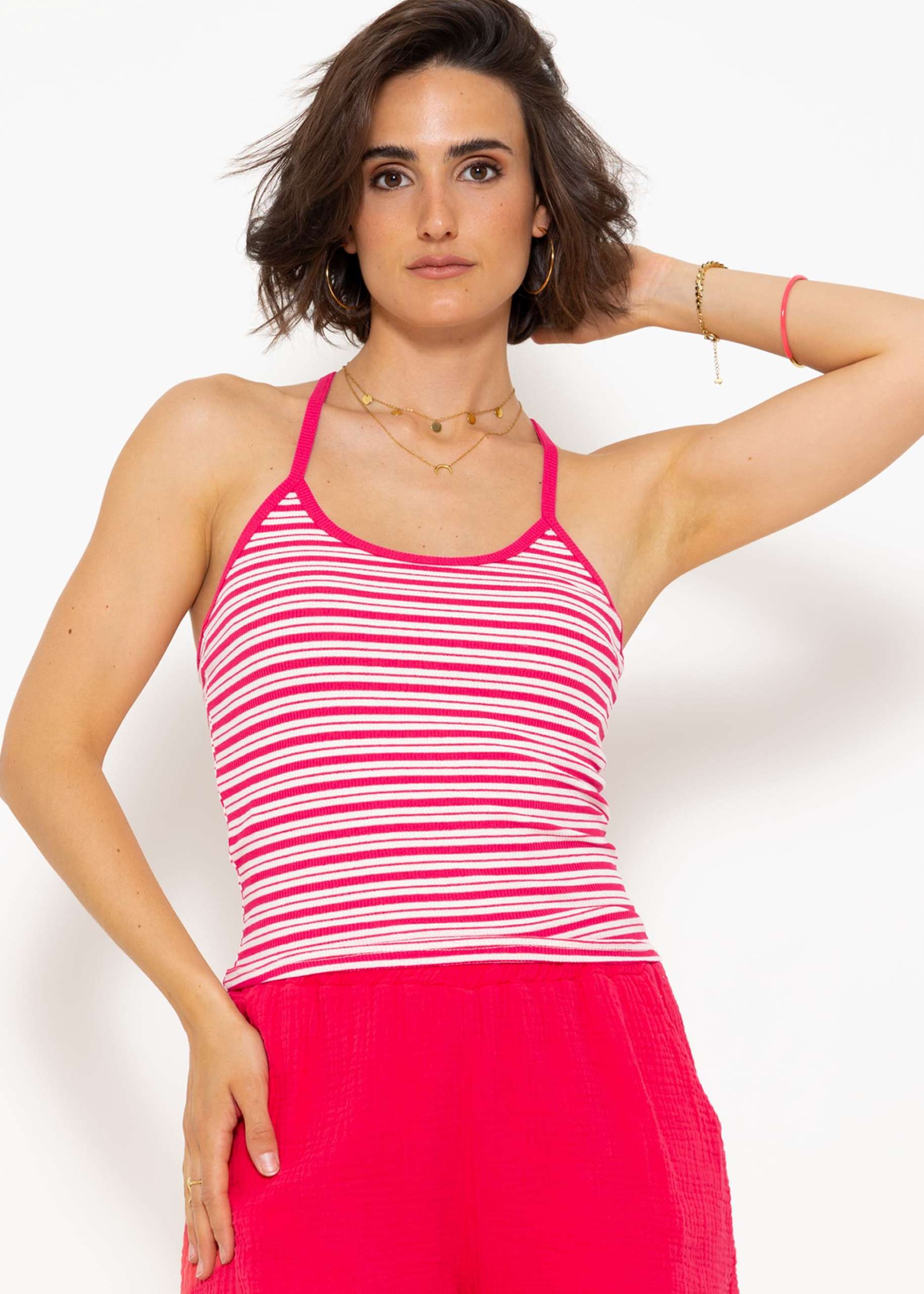 Gestreiftes Träger Top, pink
